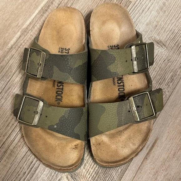Birkenstock Arizona Green Camouflage Sandals size 6 / 37 - Picture 3 of 9